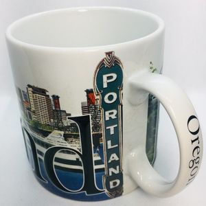 Portland Oregon relief embossed lettering cup mug